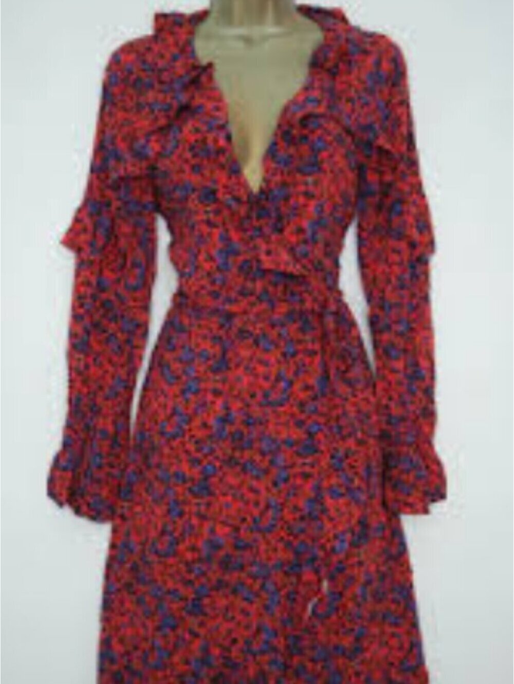 NWOT | H&M | 14 | Floral Faux Wrap Ruffle Midi Dress - Picture 2 of 10